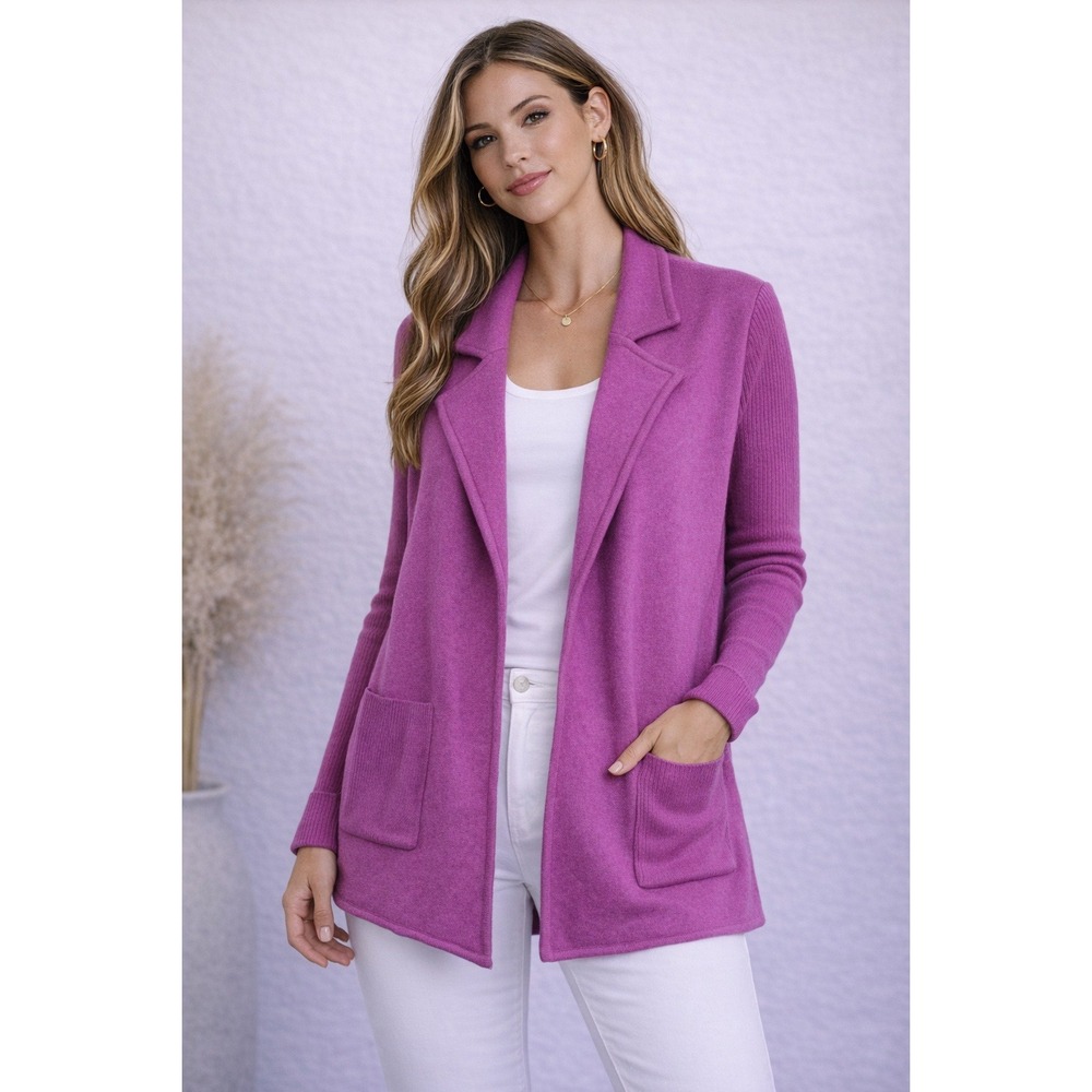 JONES NEW YORK Wool Blend Jardigan Orchid Pink Preppy Academia‎ Old Money Sz L